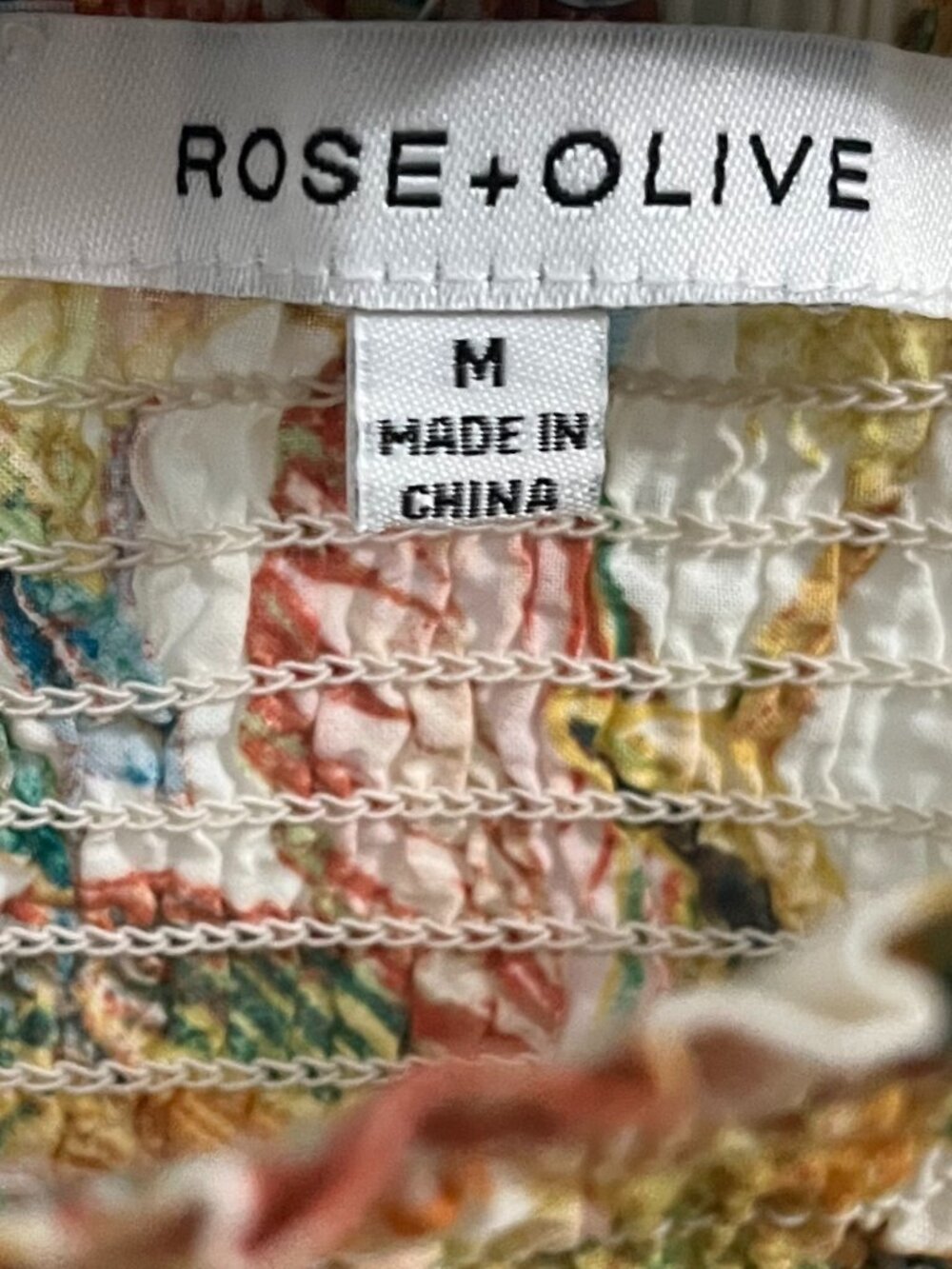 Rose + Oliv Floral Smocked Off-Shoulder Crop Top | Size M - Picture 2 of 2